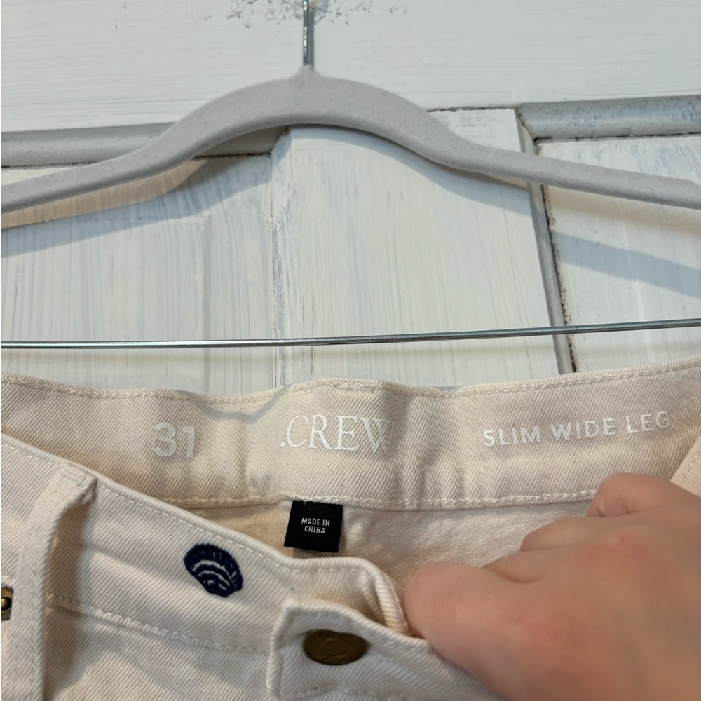 Jcrew Cream Wide-Leg Jeans with shell Embroidery - Picture 2 of 3